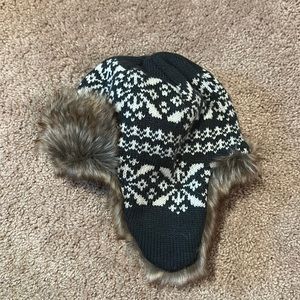 Baby Fairisle trapper hat with fur